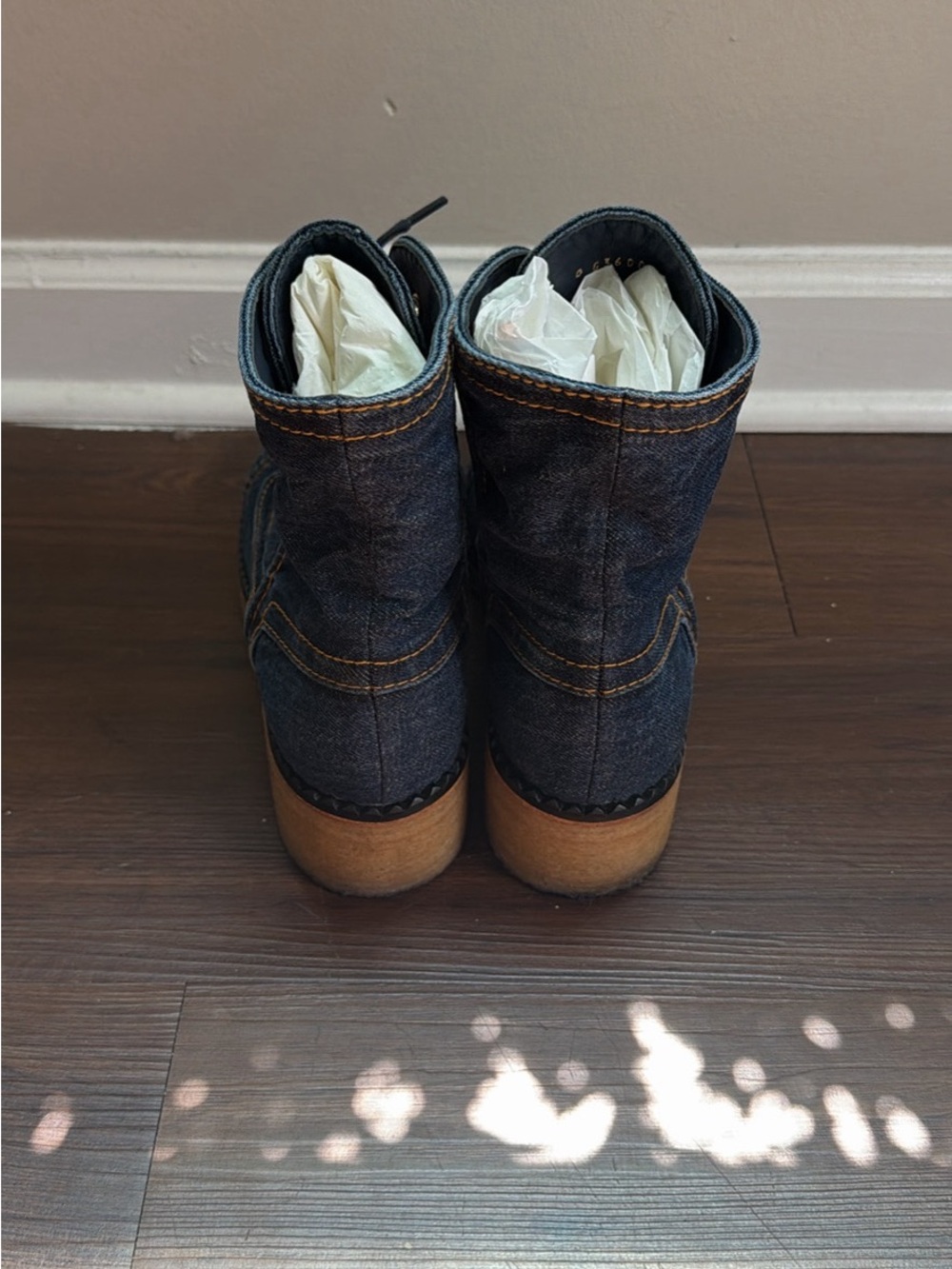 Chanel Denim Navy Lace-Ups Boot - Picture 4 of 8